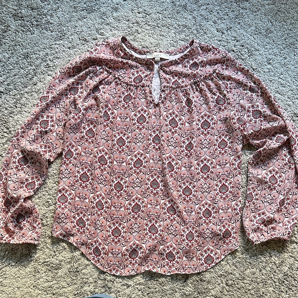 LOFT Pink Patterned Blouse